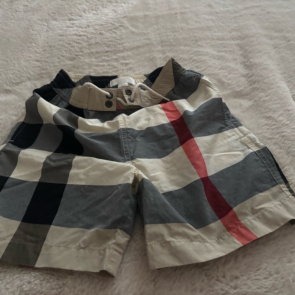 Burberry Beige and Black Plaid Shorts
